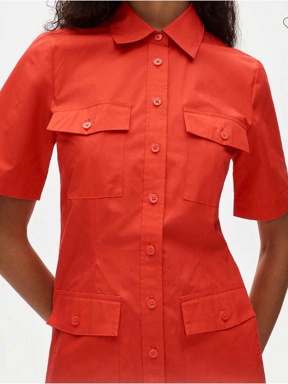 NWT J. Crew utility shirt-dress in cotton poplin in Festival Red size 8 - Picture 2 of 10